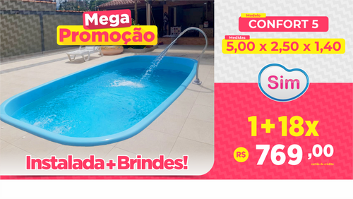 PISCINA 5,00X2,50X1,40 - INSTALADA + BRINDES