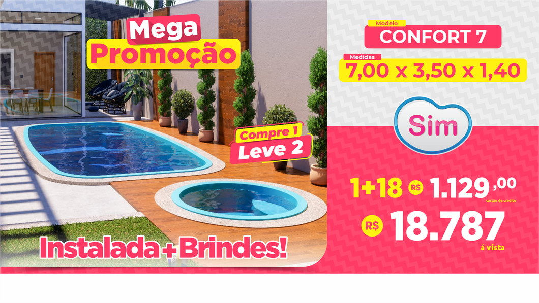 PISCINA 7,00X3,50X1,40 - INSTALADA + BRINDES